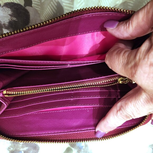 Tory Burch Saffiano Leather Long Wallet - Magenta Pink - EUC - Picture 6 of 11
